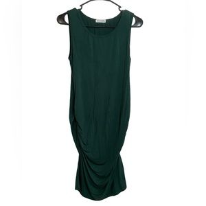 Small Show Dark Green Midi Runched Body Con Tank Dress Size Medium EUC